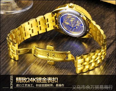金色时光 镂空传奇——瑞士进口金色双日历机械男表的商务魅力